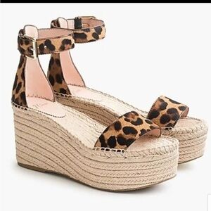 Pre-worn Like New J. Crew Leopard print Flatform Espadrilles